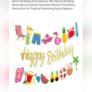 Gold 'Happy Birthday' Beach Party Banner